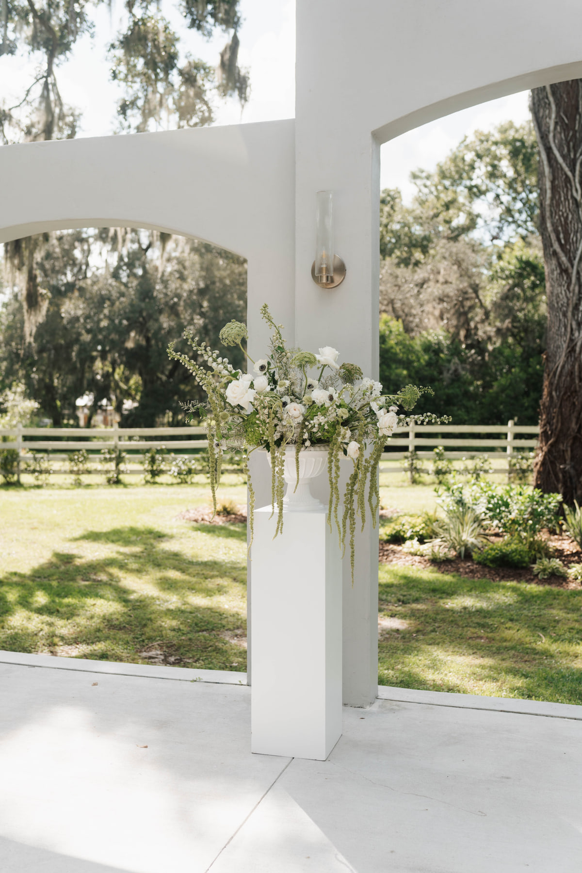 Wedding florals and ceremony details at a Florida venue