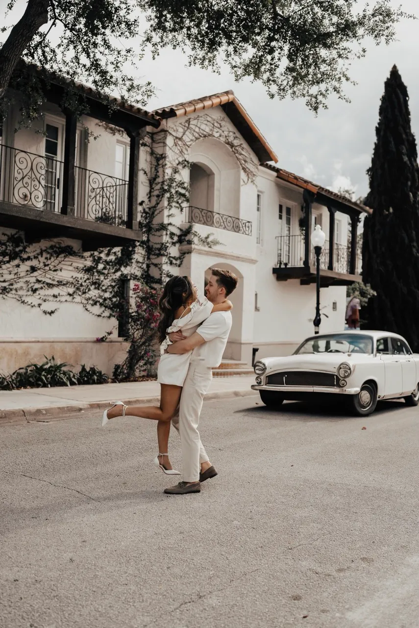 Classic car on the back.