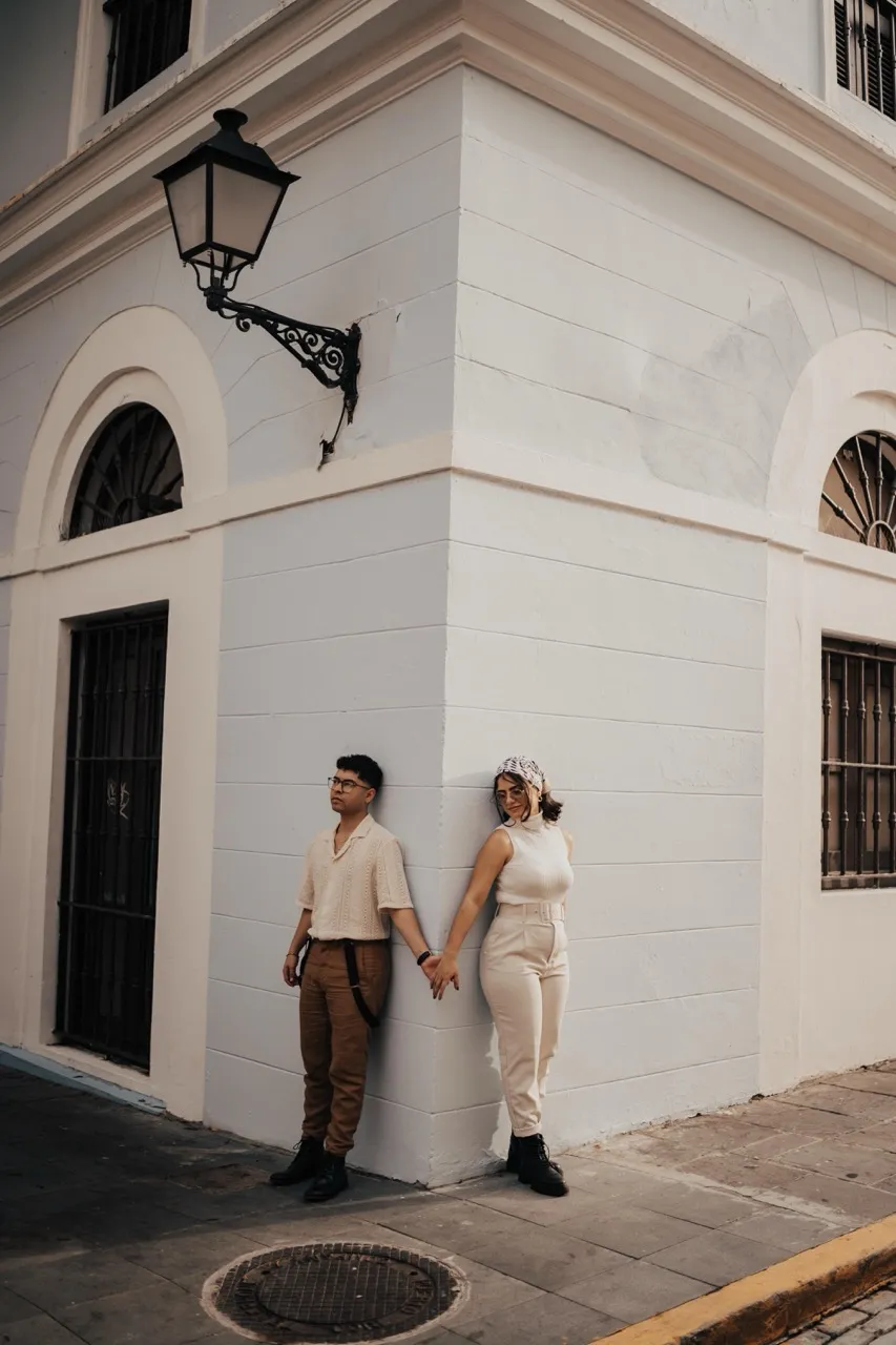 Engaged couple having fun.